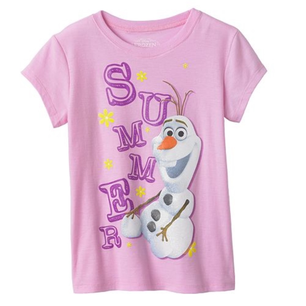 Disney Frozen Olaf Summer Tee Girls Sz 5 6  NEW